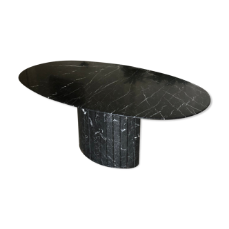Marble dining table nero marquina 1970 vintage italy