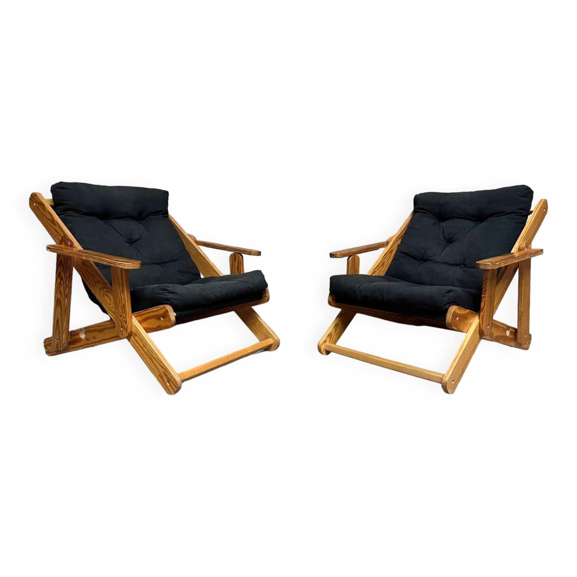Pair of Scandinavian “Kon-tiki” armchairs by Gillis Lundgren for IKEA