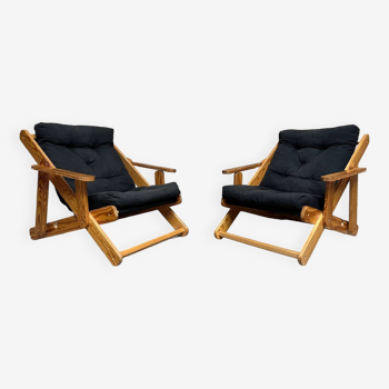 Pair of Scandinavian “Kon-tiki” armchairs by Gillis Lundgren for IKEA