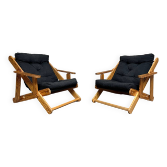 Pair of Scandinavian “Kon-tiki” armchairs by Gillis Lundgren for IKEA