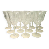 12 large cut crystal wine glasses