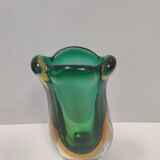 Vintage Green and Yellow  Sommerso Murano Glass Vase attr. to Flavio Poli, Italy