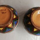 Pair of ceramic vase signed Italy 1954 b, vintage, decoration, flower