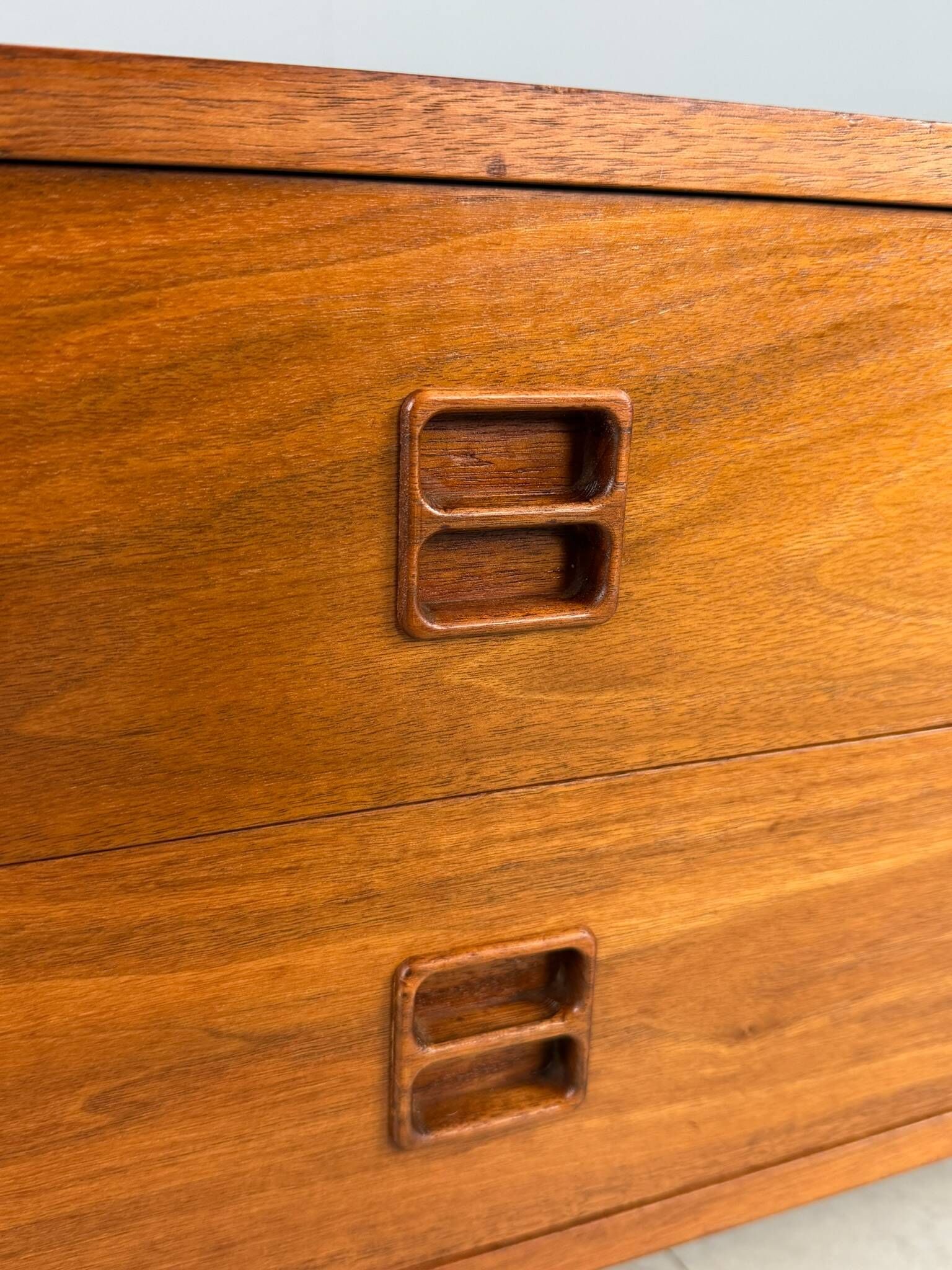 Danish teak low chest with four drawers, 1960s
