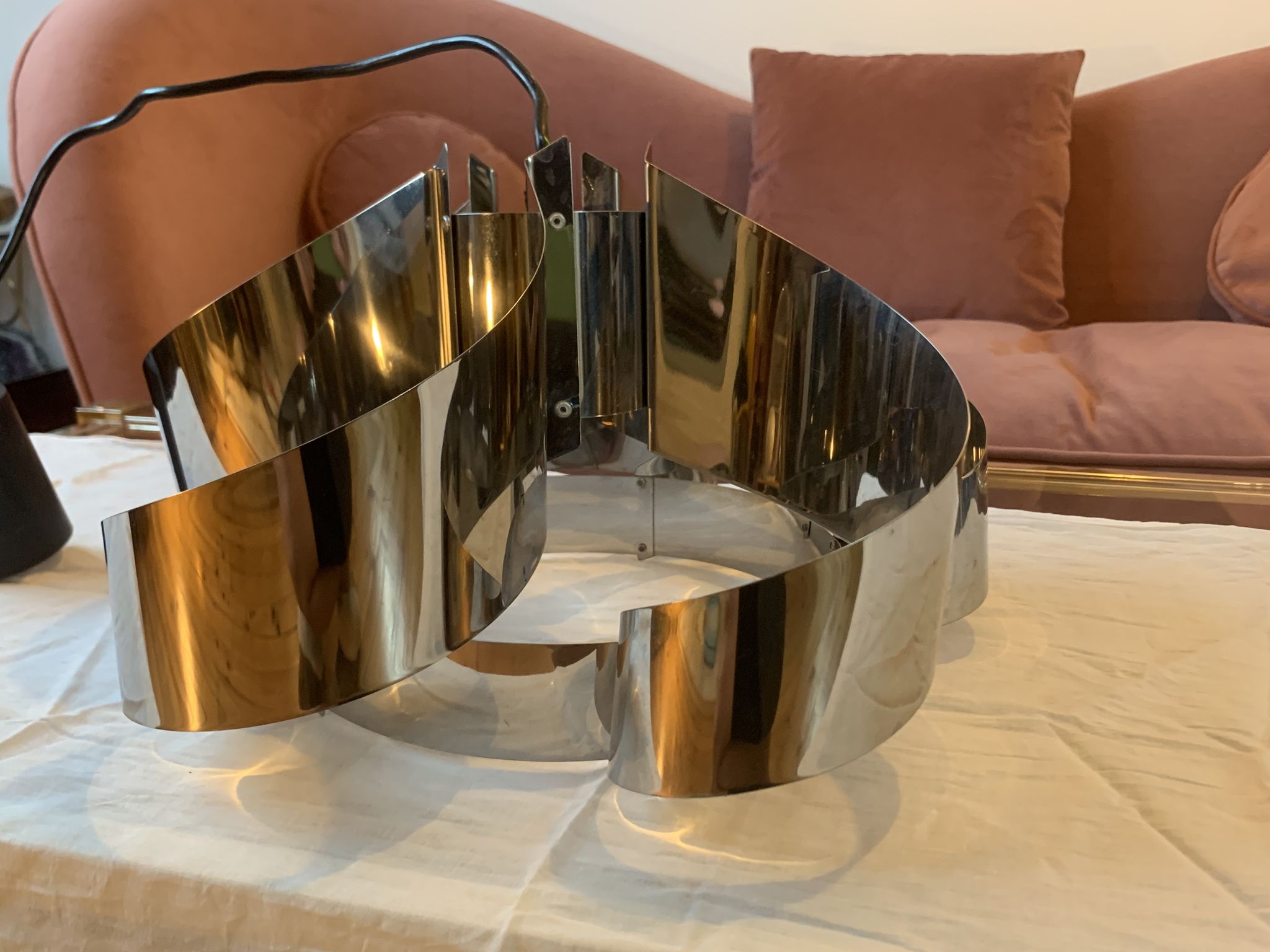 Space Age chrome metal chandelier