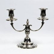 Pair of candlesticks | antique two-armed candelabra in silver-plated metal