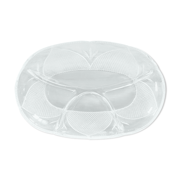 Plat en verre ciselé compartimenté
