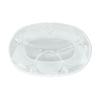 Compartmentalized chiseled glass dish