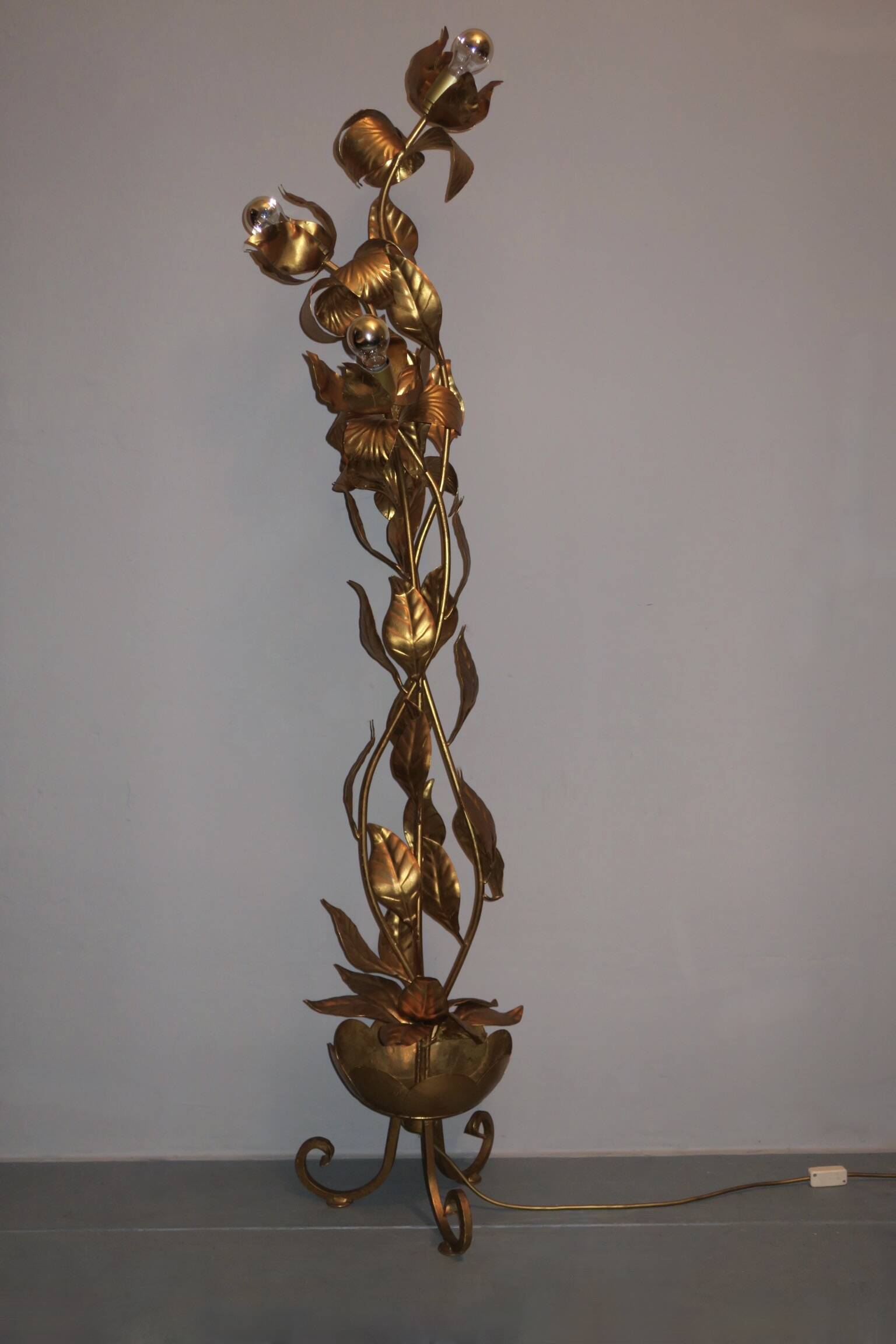 Gold-plated tree floor lamp by Hans Kögl, 1970s