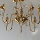 Crystal and gilded brass chandelier Mid Century 1970s