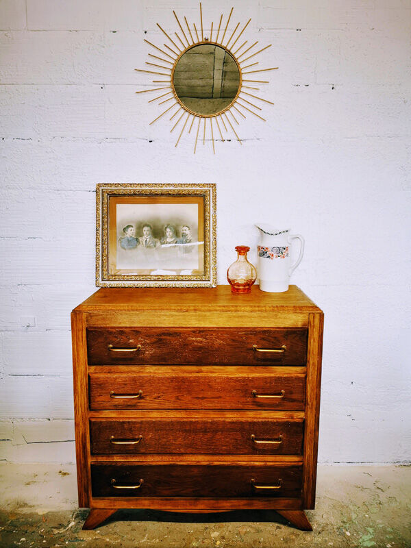 Vintage compass feet chest of drawers