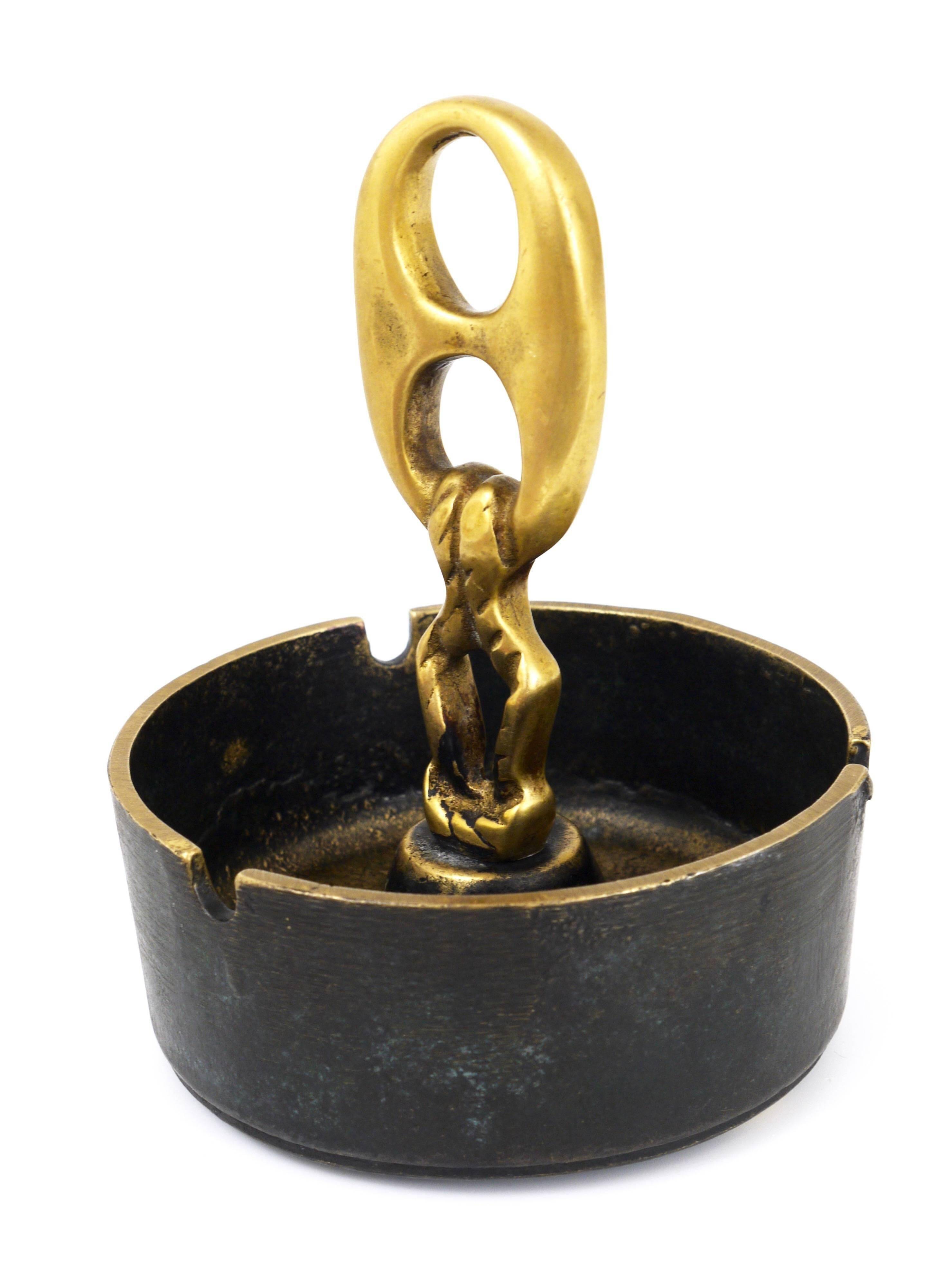Mid-century modern brass ashtray with handle, Austria, 1950s.