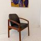 Mid-century modern chair in teak and black leather, Germany, 1960s