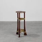 Art Nouveau Pedestal in wood and brass, Belgium, ca. 1910