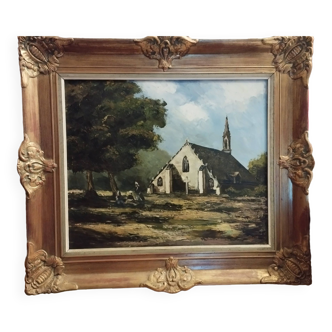 Old painting with frame - Church
