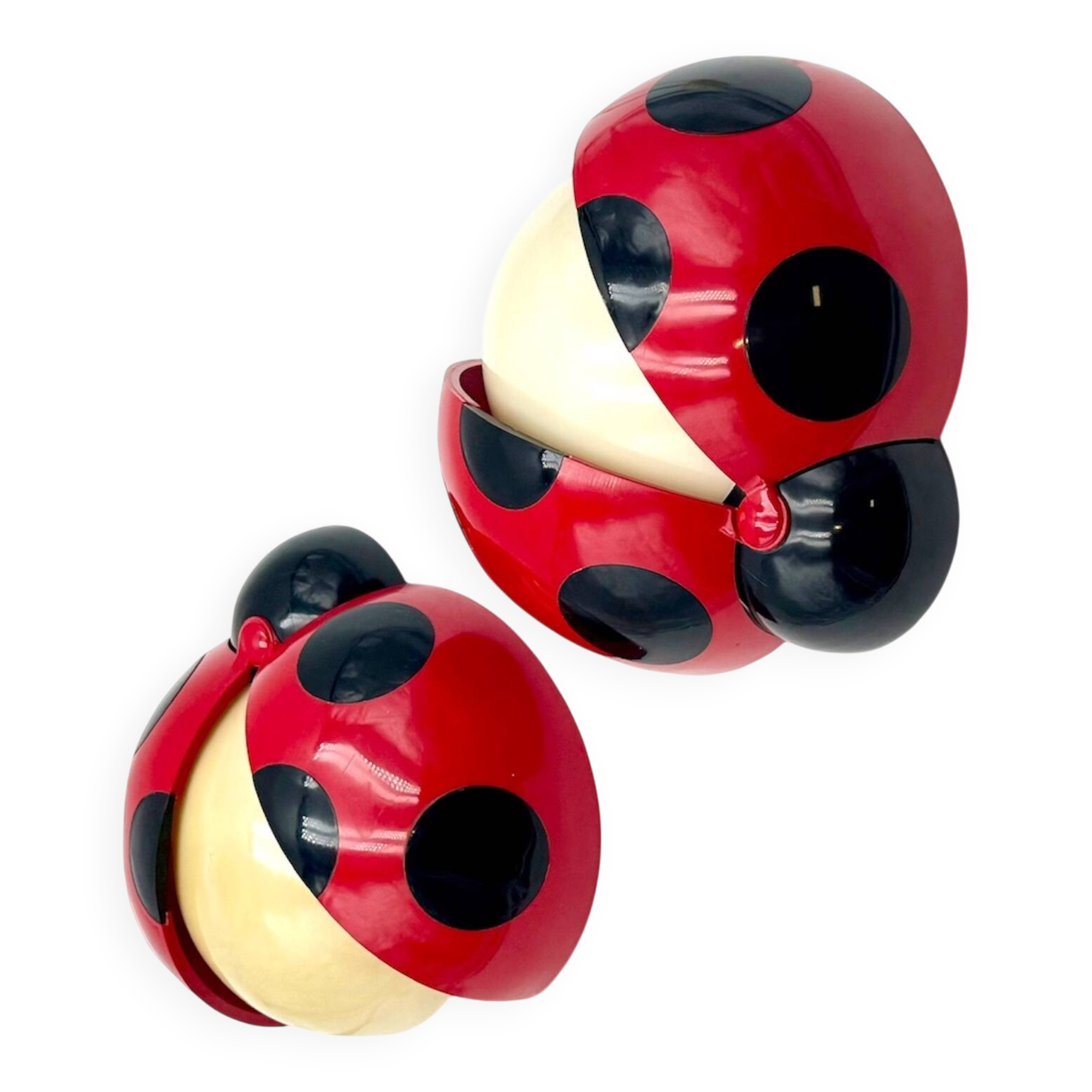Pair of Lucinelle Ladybug Lamps by Vitrac – Wall/Table, 1970s France