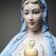 Grande Sainte Vierge au Sacré Coeur en biscuit polychrome ancienne