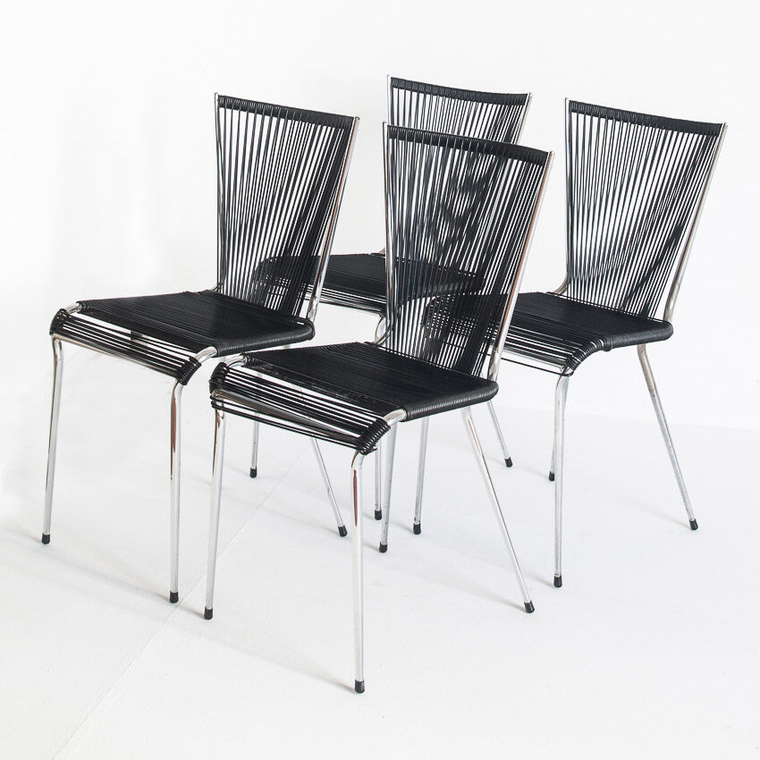 Set of 4 chairs "scoubidou", France, 1960s