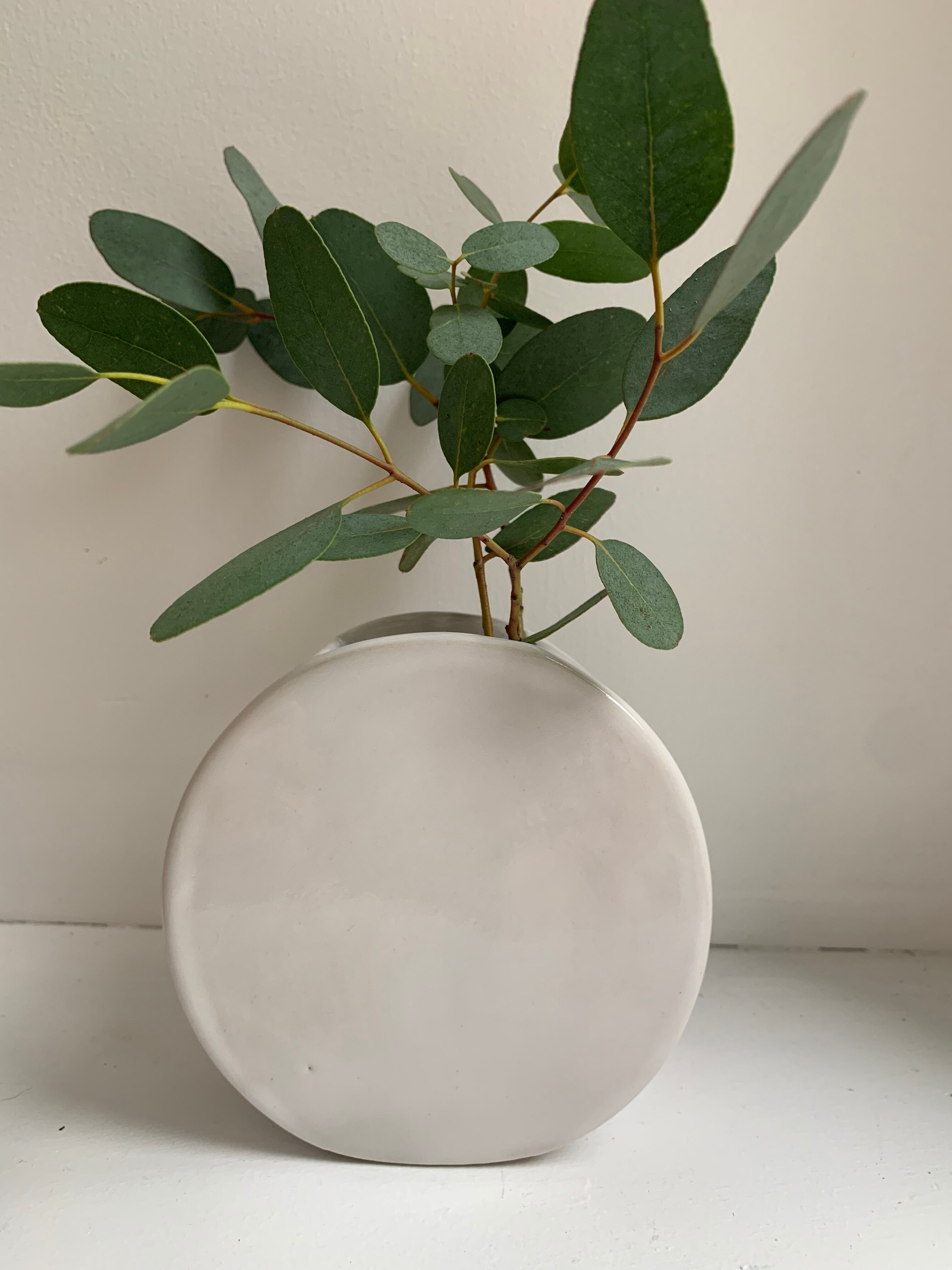 Ceramic vase white enamel