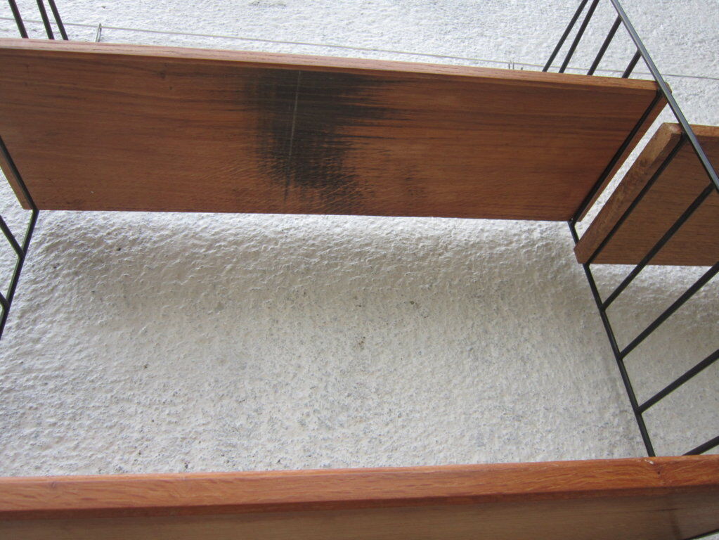 Large shelf String of the ' 60s, solid oak shelves