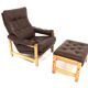 Fauteuil scandinave en cuir, Suède, 1970