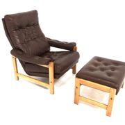 Fauteuil scandinave en cuir, Suède, 1970