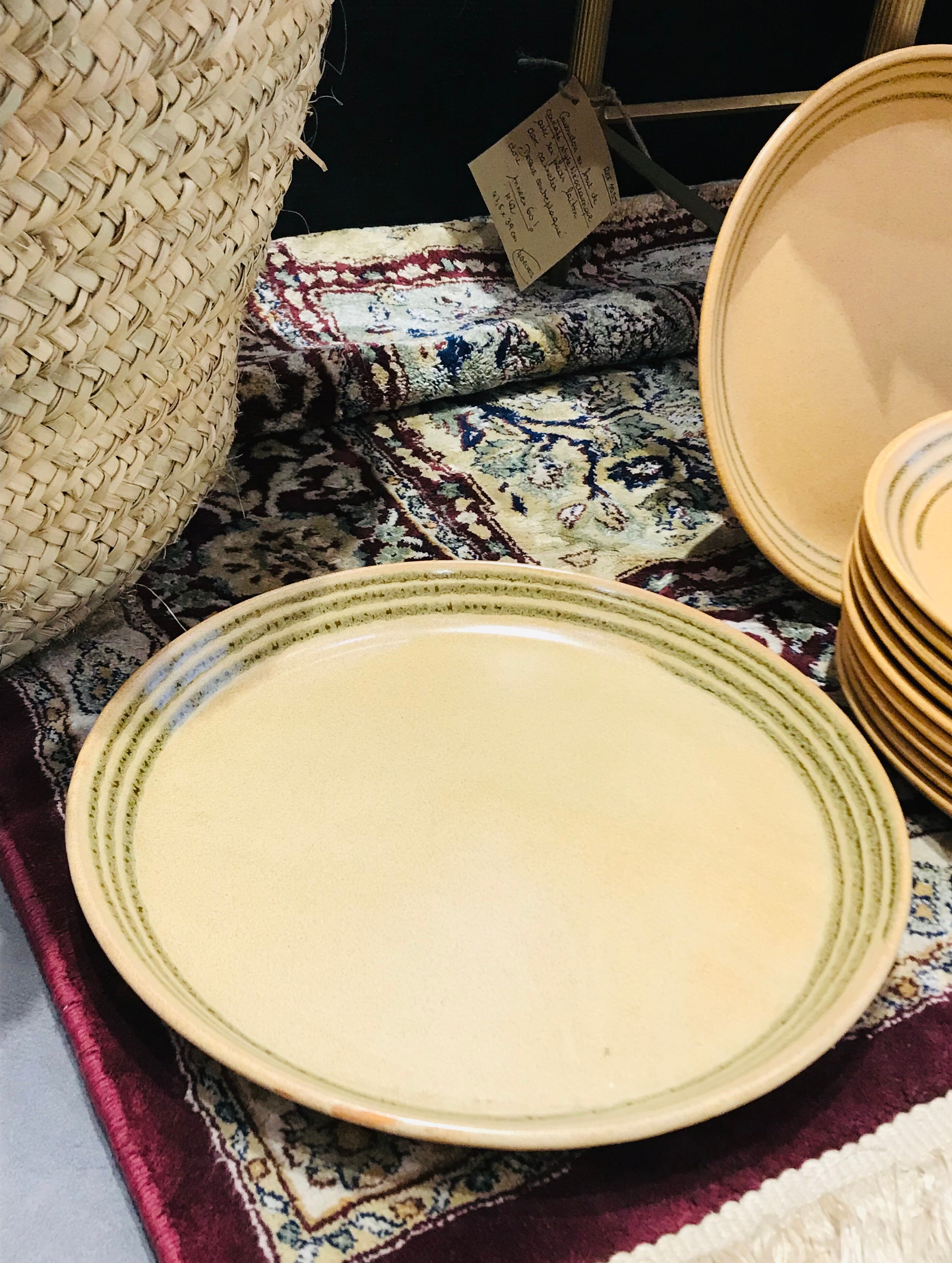 Round dish Sandstone Sarreguemines 70s