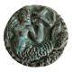 Green-blue enameled ceramic (stoneware) candy box with mermaid decoration, mid-20th century