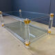 Vintage lucite and brass coffee table, 1970s
