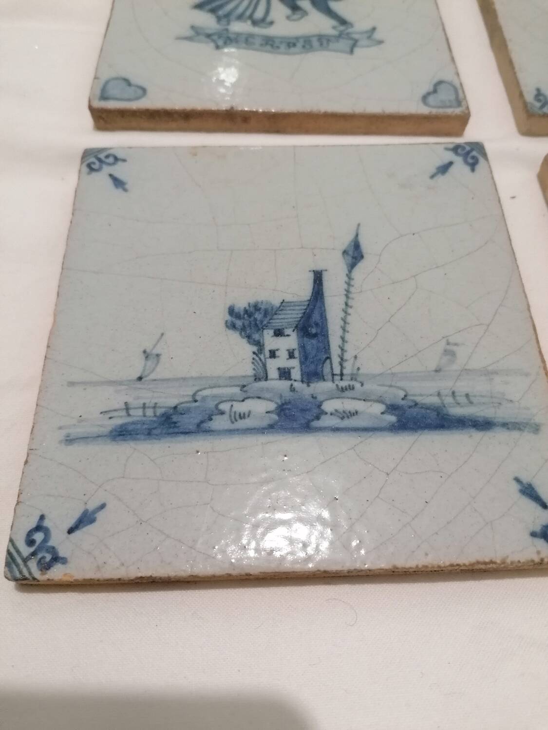 Old 18th century Delft tiles set of 8