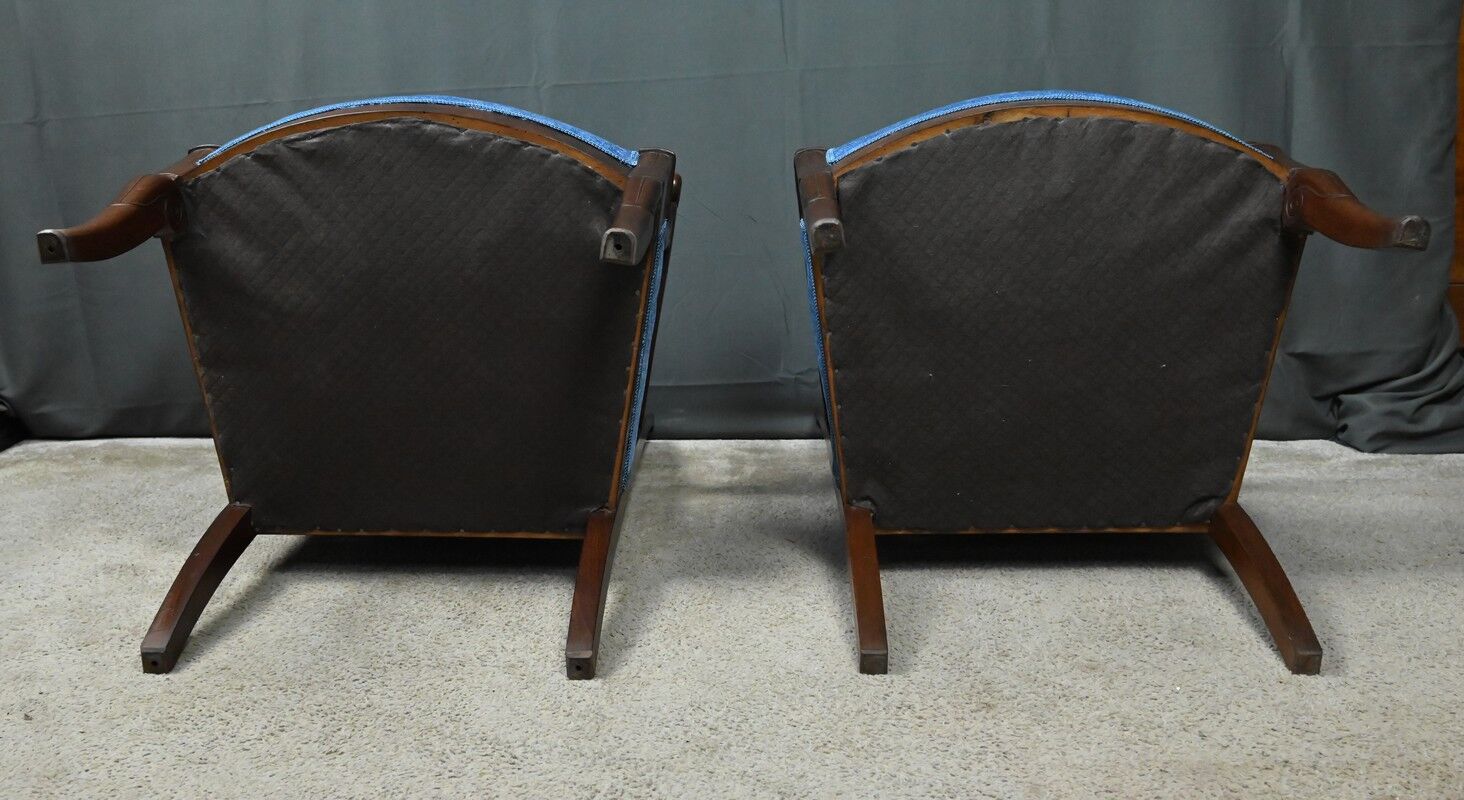 Pair of mahogany armchairs, Restoration period – early 19th century