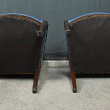 Pair of mahogany armchairs, Restoration period – early 19th century