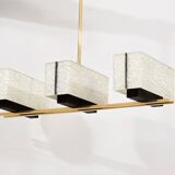 Vintage modernist chandelier in gilded brass – 1970s design