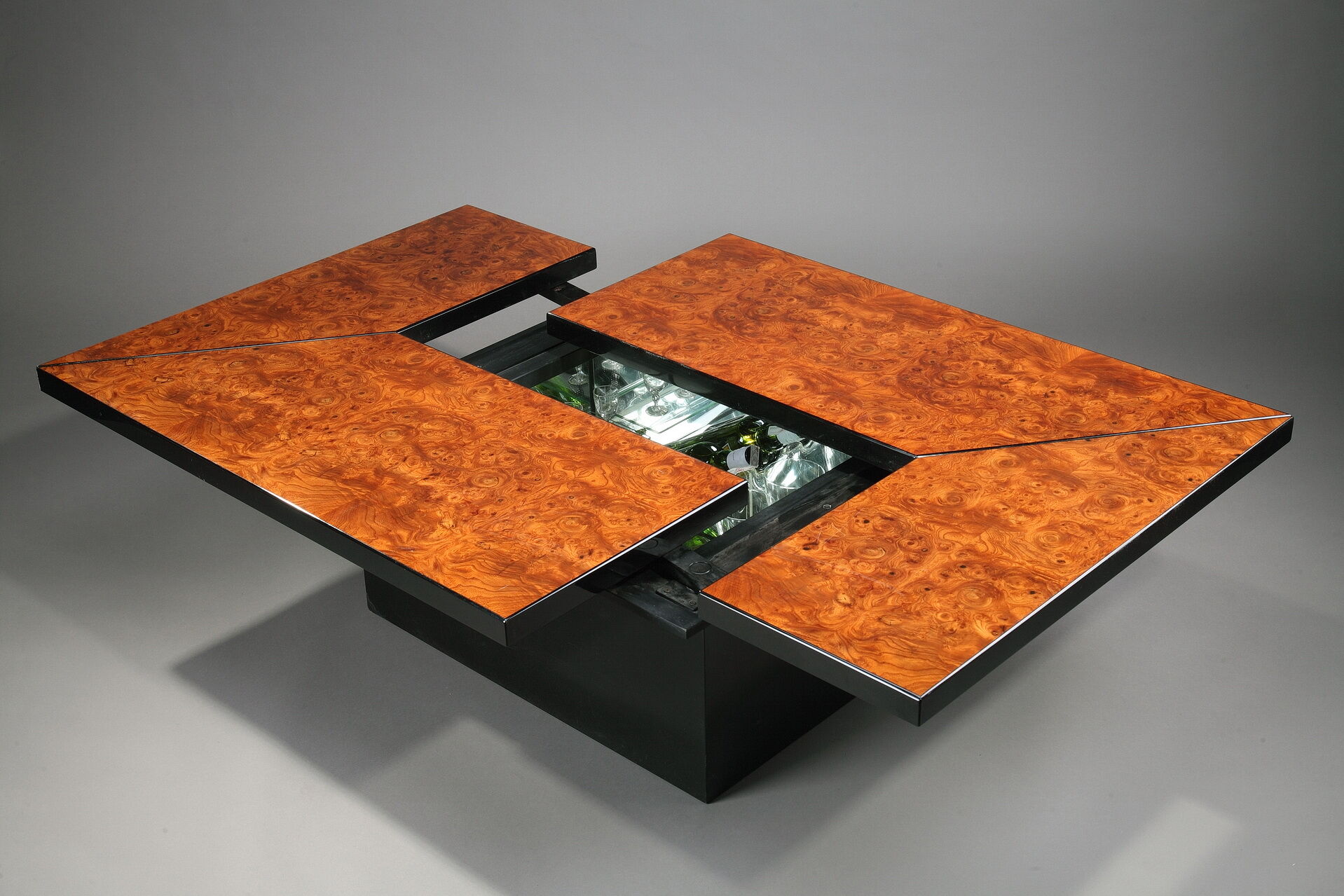 Coffee table in magnifying glass of elm by Paul Michel