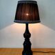 Art deco wooden lamp 1930 and couture lampshade