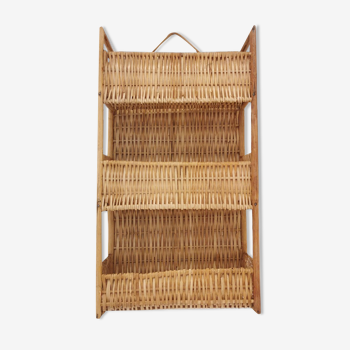 Rattan and braided wicker shelf