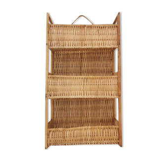 Rattan and braided wicker shelf
