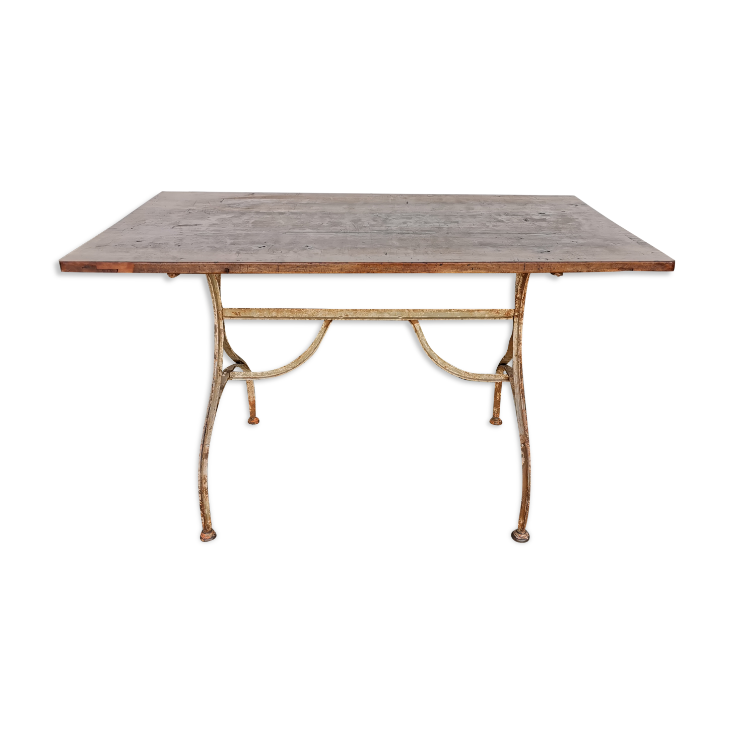 Table de bistrot en fer et plateau bois début XXEME
