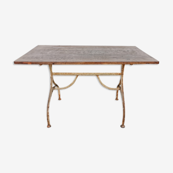 Iron bistro table and wooden tray early XXEME