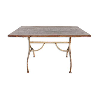 Iron bistro table and wooden tray early XXEME
