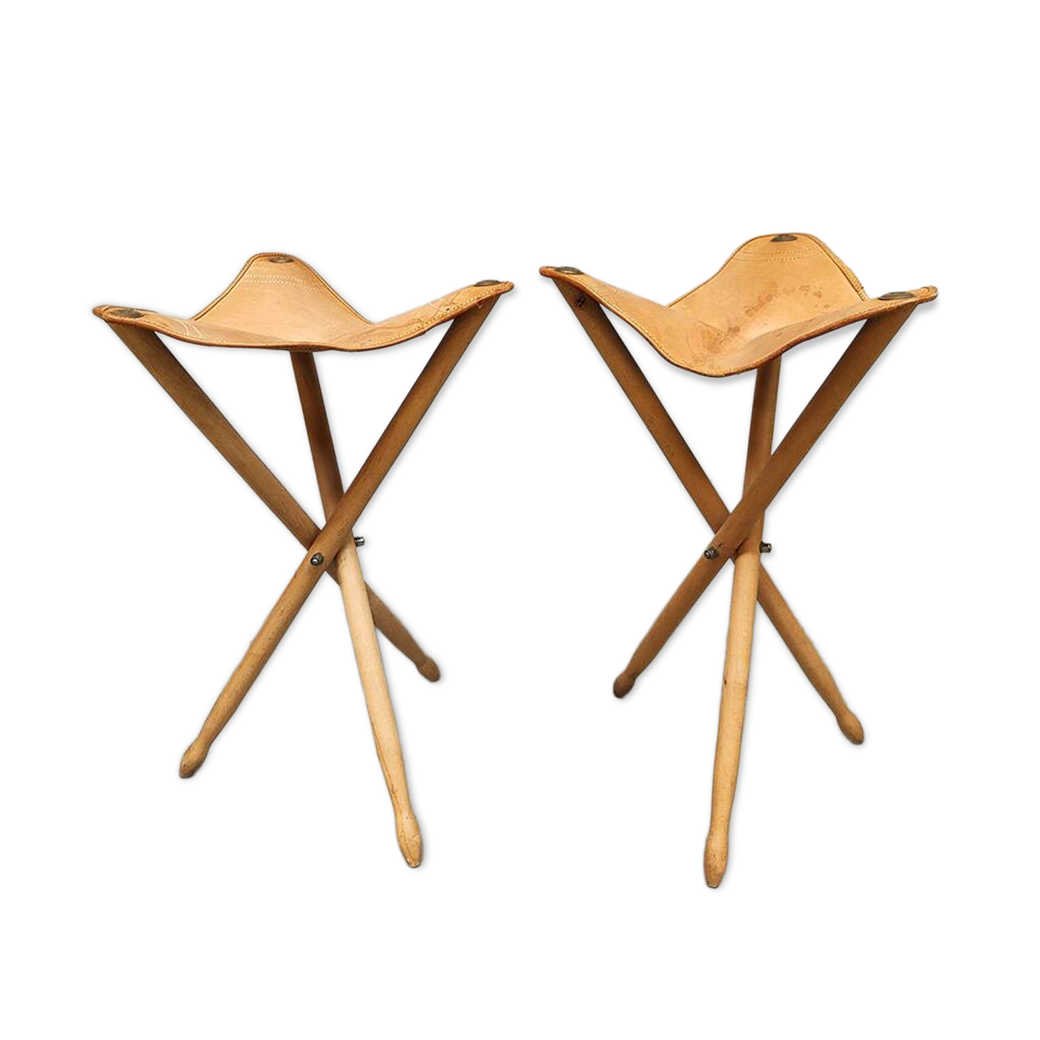 2 tabourets pliants vintage