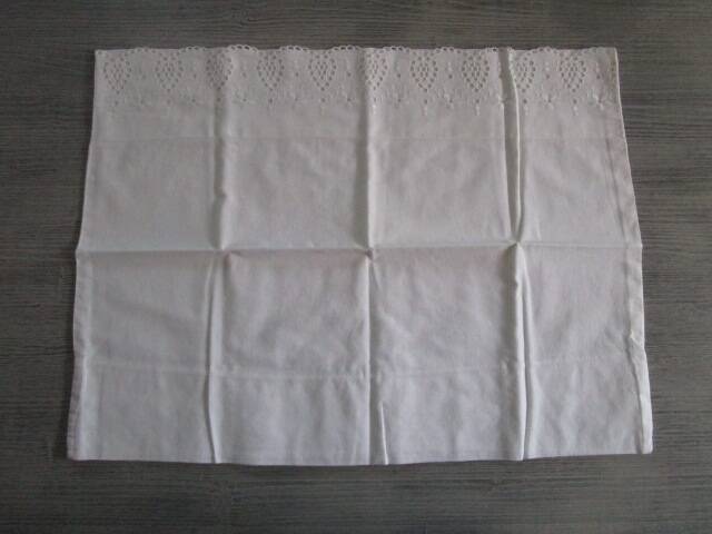 Antique embroidered cotton children's pillowcase: 55x41cm