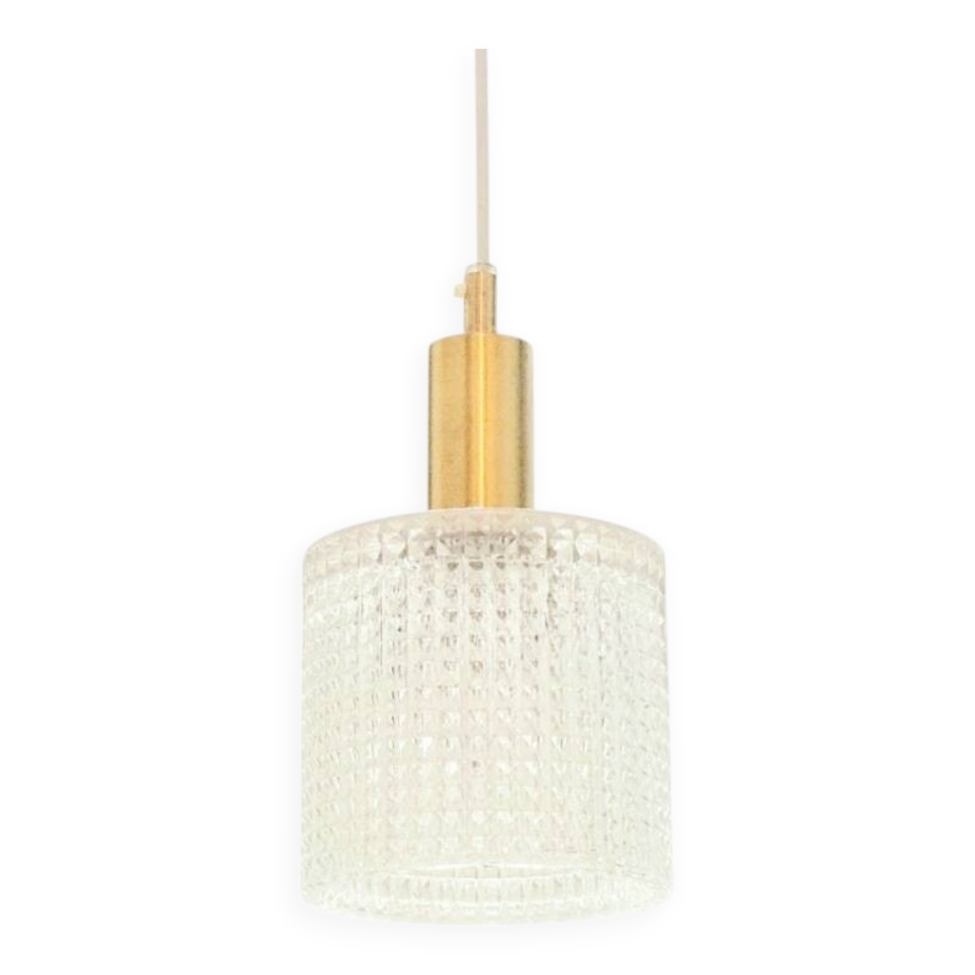 Scandinavian Glass & Brass Pendant Light by Fagerlund for Orrefors, 1960s