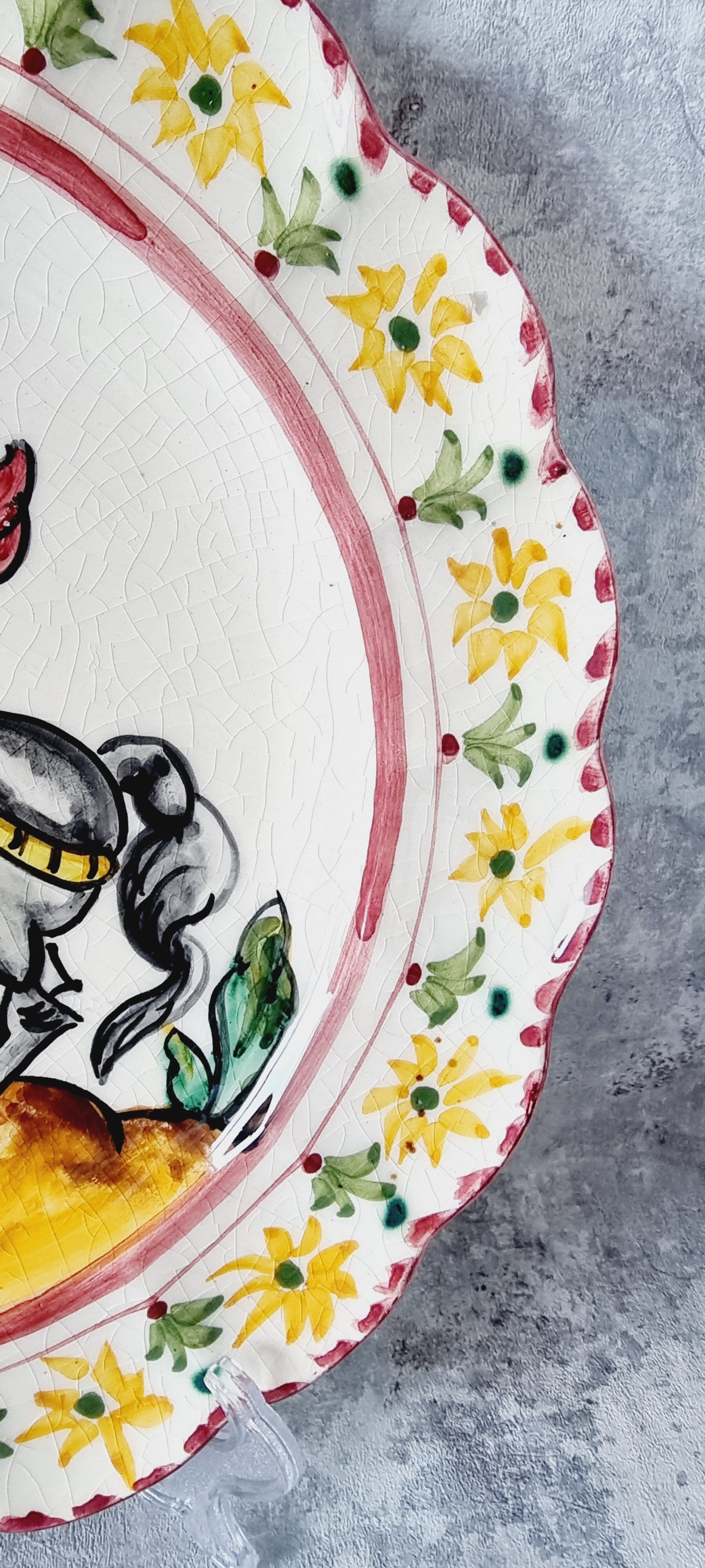 Old Spanish ceramic plate of the nineteenth century hand painted. Unique piece