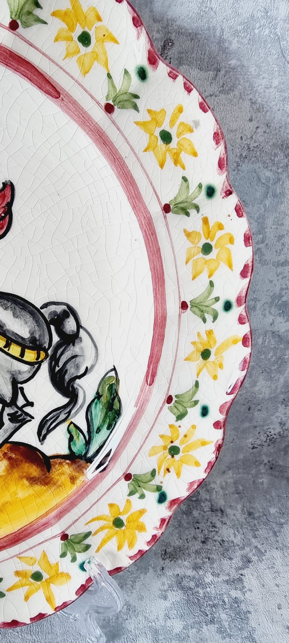 Old Spanish ceramic plate of the nineteenth century hand painted. Unique piece