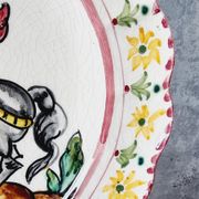Old Spanish ceramic plate of the nineteenth century hand painted. Unique piece