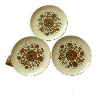 3 Gien dessert plates 60s-70s