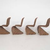 Set of four rattan S-chairs