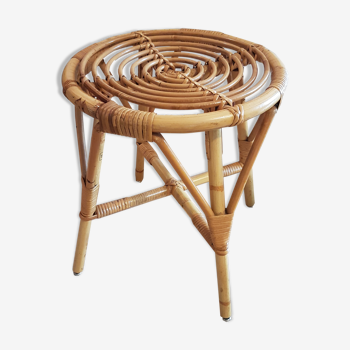 Tabouret sellette en rotin