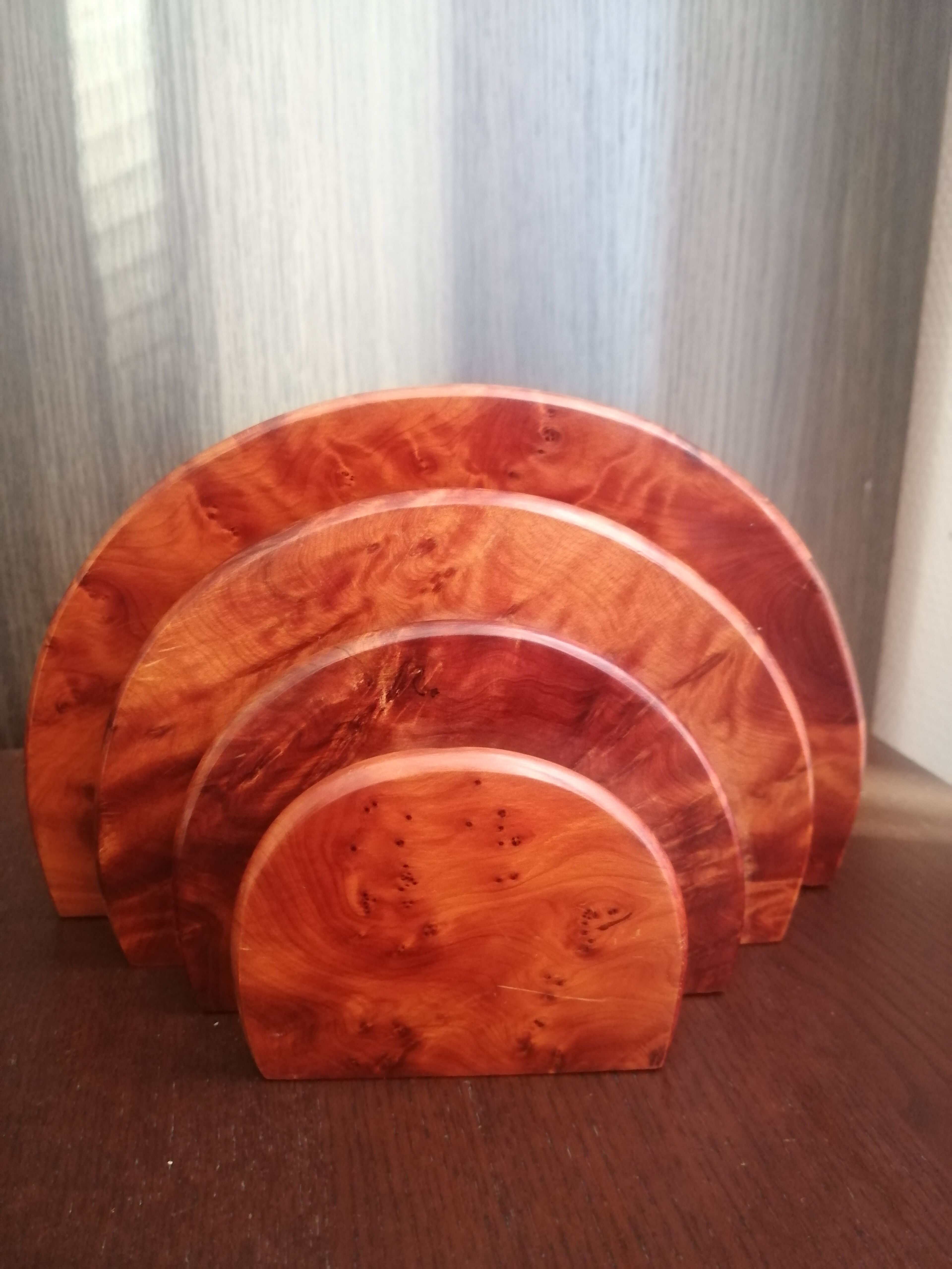 Art-Deco mail holder in raw wood
